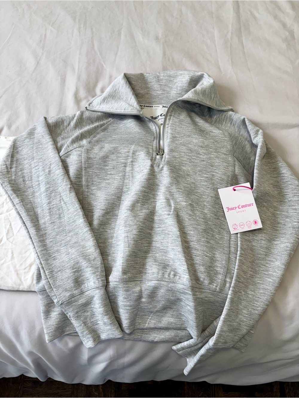 Juicy Couture Light Heather Gray Quarter-Zip Pullover